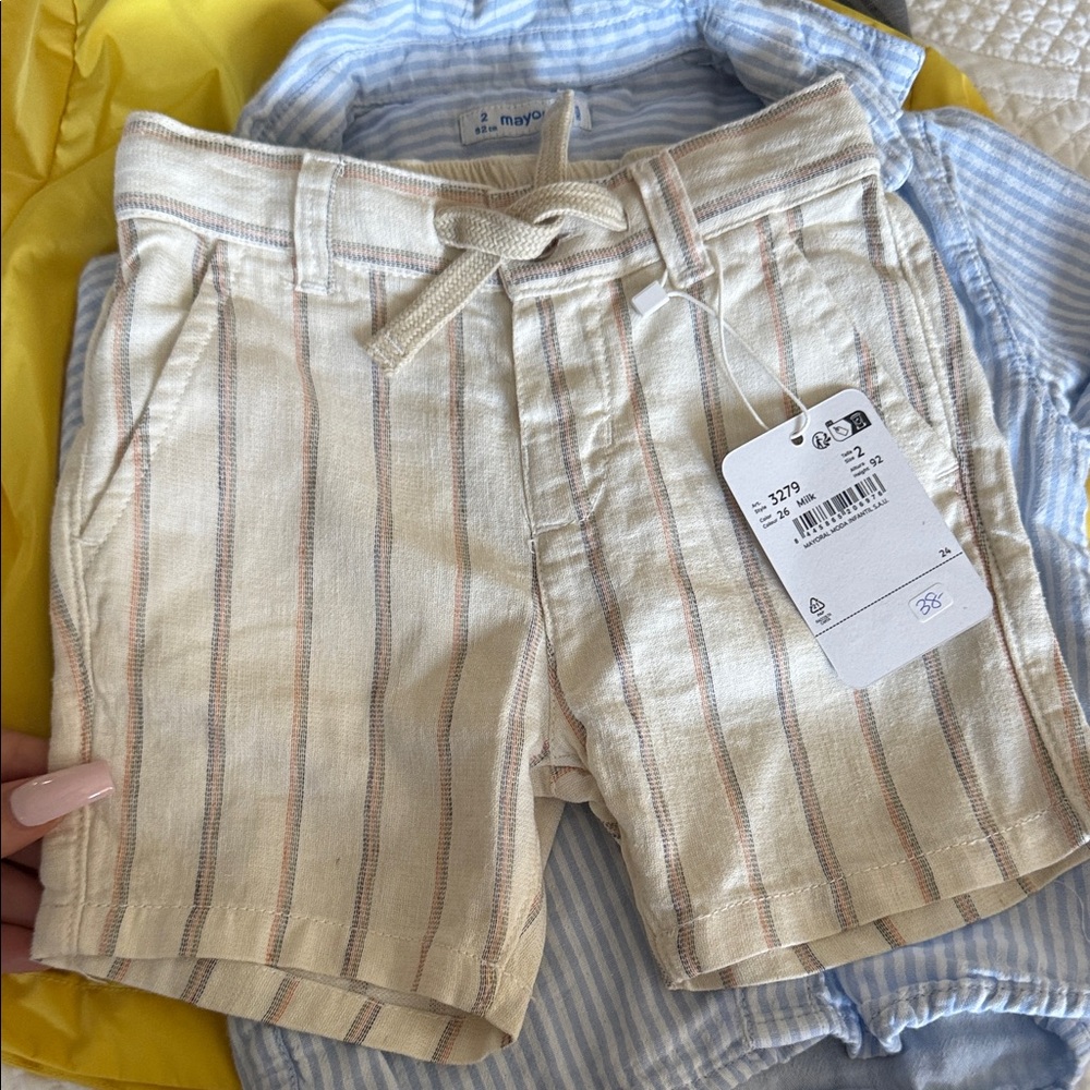Mayoral Cream and Pink Striped Men's Shorts